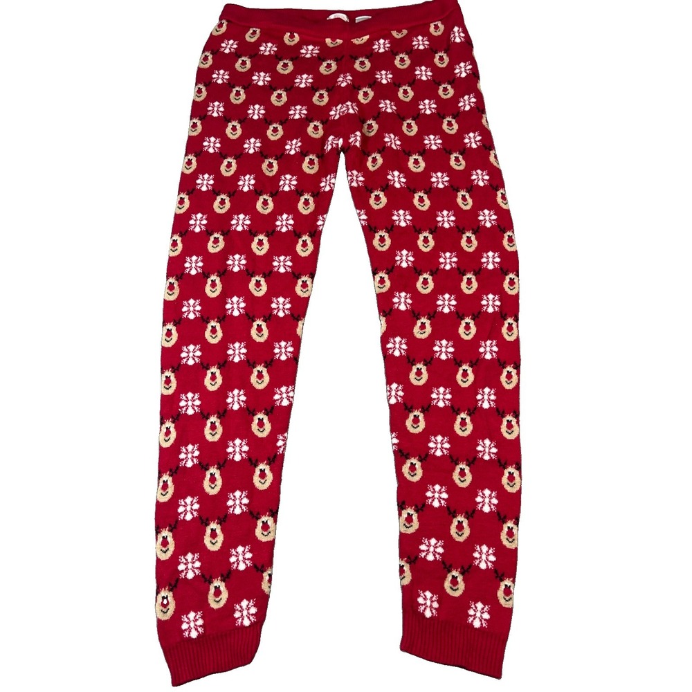 Xhilaration Women Christmas Rudolph Sweater Leggings Red Stretchy Knit Size M